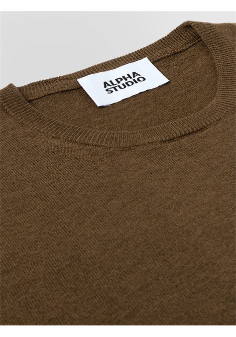Alpha Studio t-shirt girocollo in lino e cotone marrone ALPHA STUDIO | T-shirt | AU-5091C1017